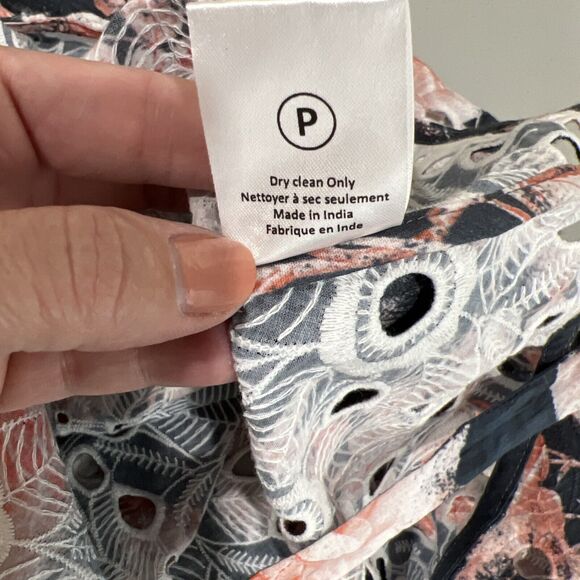 Hemant Nandita Dress Women 4 Pink Blue Eyelet Sleeveless Spring‎ Romantic - Picture 8 of 9